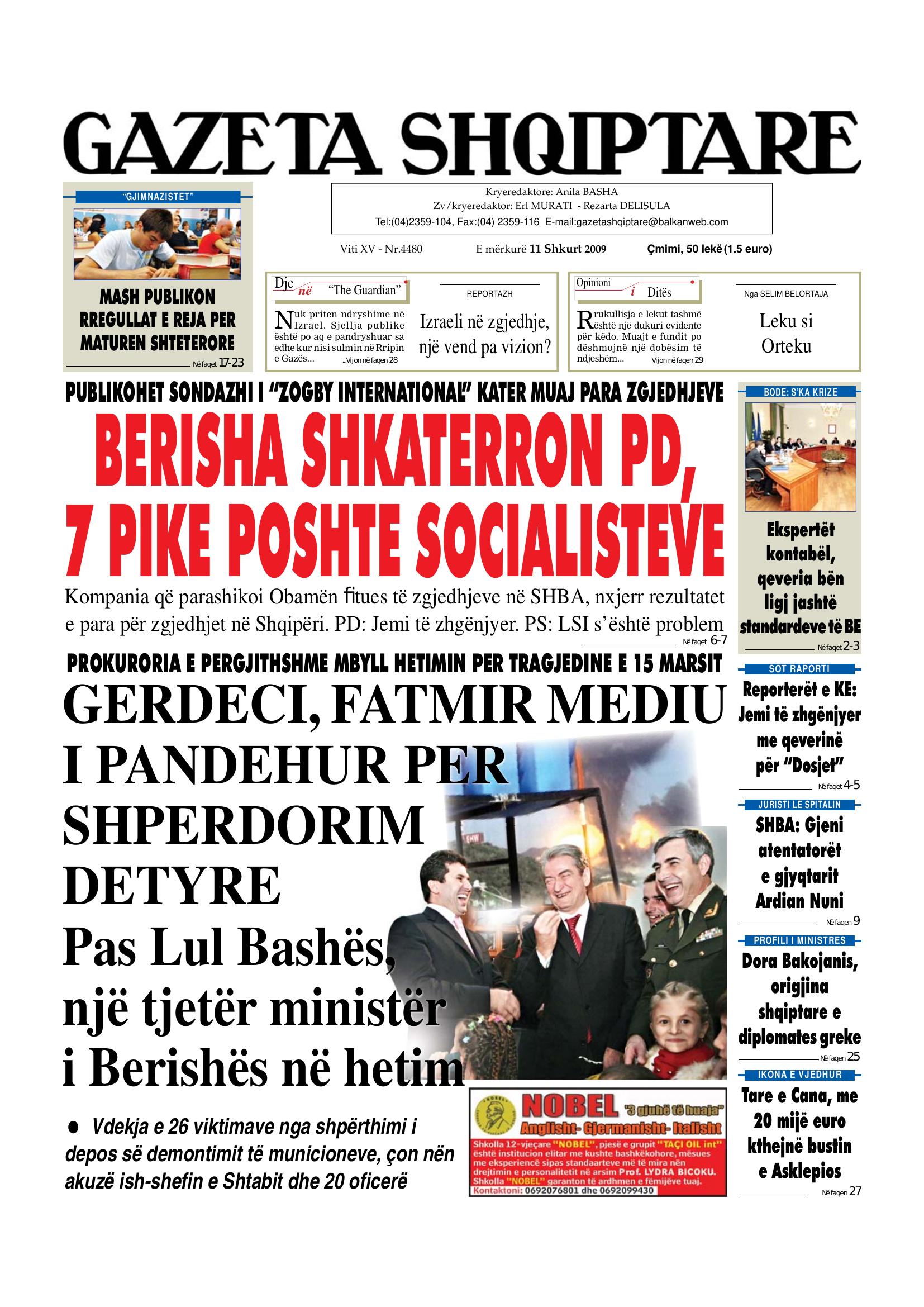 Gazeta Shqiptare 2009-02-11